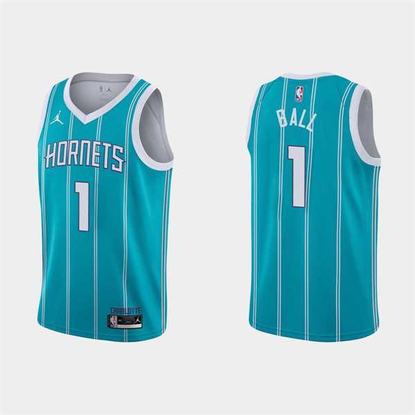 Men%27s Charlotte Hornets #1 LaMelo Ball 2022-23 Teal Icon Edition Stitched Basketball Jersey Dzhi->charlotte hornets->NBA Jersey